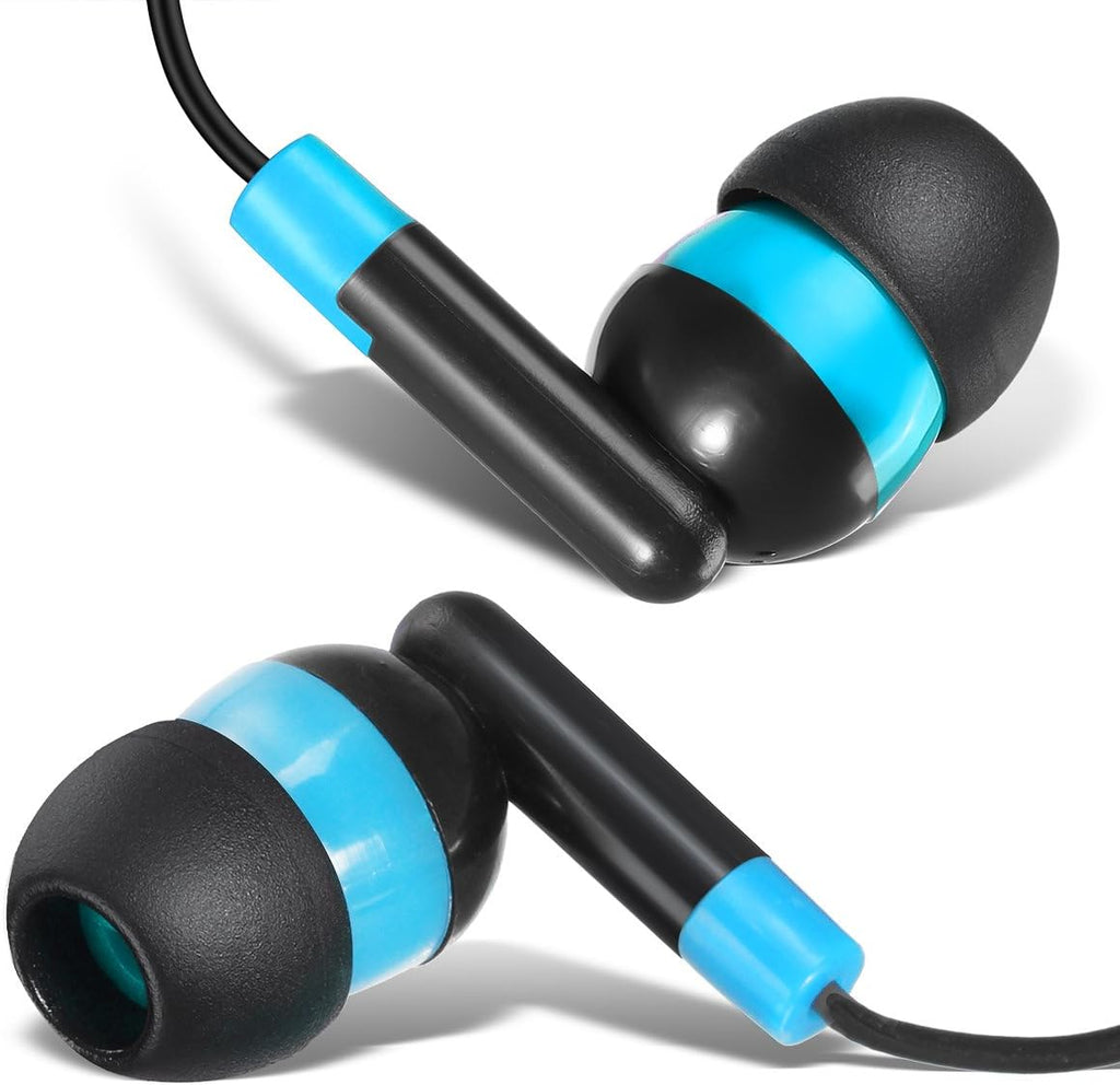 Wholesale Earphones Bulk Earbuds Headphones 100 Pack Ear Buds Classroom Bundle Packs Headphones Disposable Student Earbuds for Kids School Library (Black/Blue)