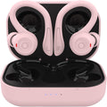 Pink over Ear Wireless Earbuds with Earhooks Running Bluetooth Earbuds with Ear Hook Waterproof Small Earphones in Ear Headphones Noise Cancelling Headset Android Ear Buds for Workout Sport Gym