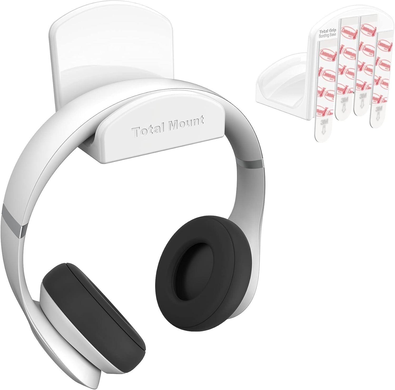 Headphone Hanger – Includes Removable Adhesive Strips for Easy, Damage-Free Wall, Desk, or PC Mounting (Premium White Headphone Hook – One Pack)