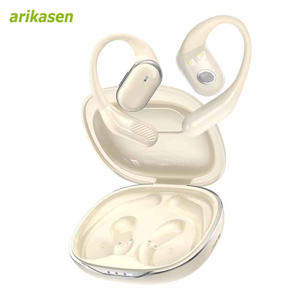 Wireless Headphones Open Ear Earbuds Bluetooth 5.4 Earphones with 60 Hrs Playtime HD Stereo Deep Bass Earhooks Headest for Sport