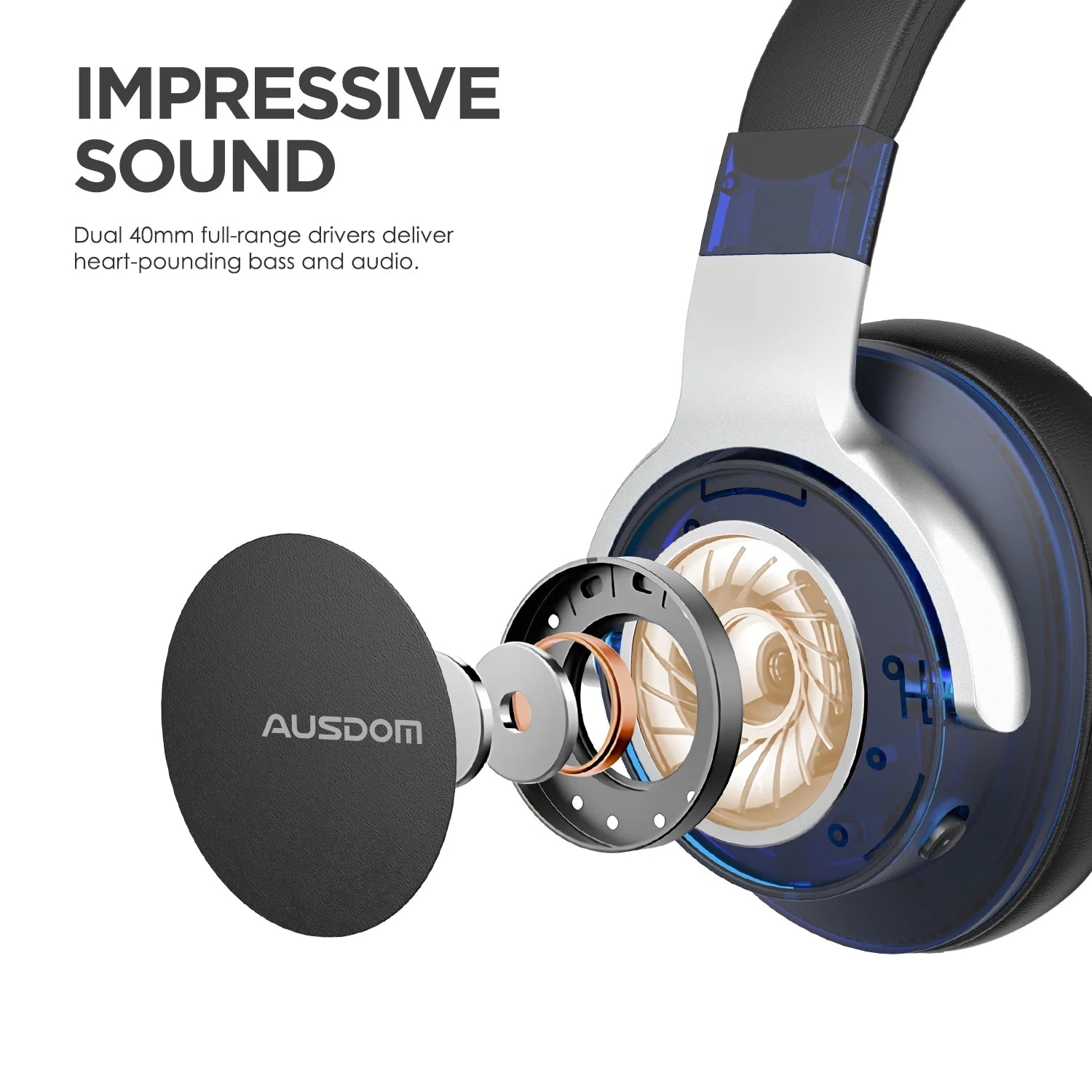 E7 Active Noise Cancelling Headphones, Wireless over Ear Bluetooth 5.0 Headsets with Mic, Black