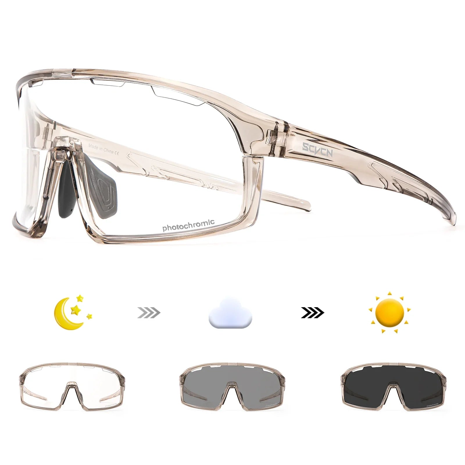 Photochromic Mountaineering Sunglasses Outdoor Hiking Sports Glasses for Men'S Cycling Sunglasses Leisure Travel Goggles
