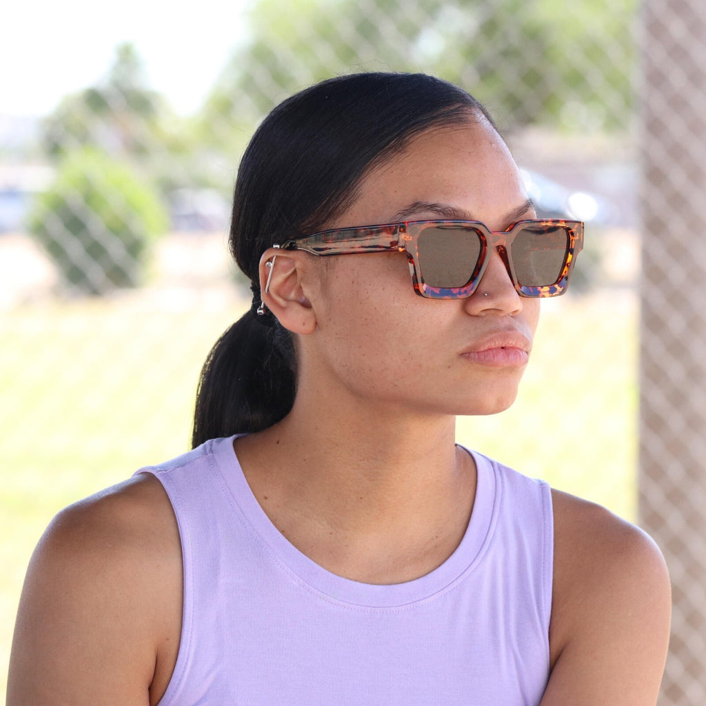 Retro Square Frame Sunglasses for Women Men Fashion Chunky Rectangle Sun Glasses