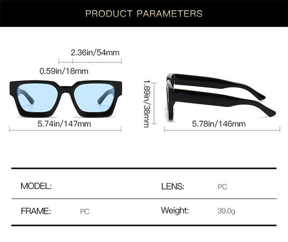 Retro Square Frame Sunglasses for Women Men Fashion Chunky Rectangle Sun Glasses