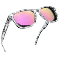 Women Polarized Sunglasses Retro Mirrored Lens for Driving Fishing (Cat Frame/Pink Lens)
