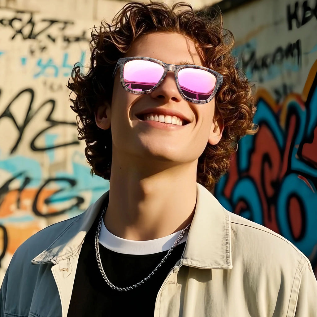 Women Polarized Sunglasses Retro Mirrored Lens for Driving Fishing (Cat Frame/Pink Lens)