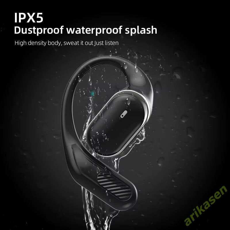 Wireless Headphones Open Ear Earbuds Bluetooth 5.4 Earphones with 60 Hrs Playtime HD Stereo Deep Bass Earhooks Headest for Sport