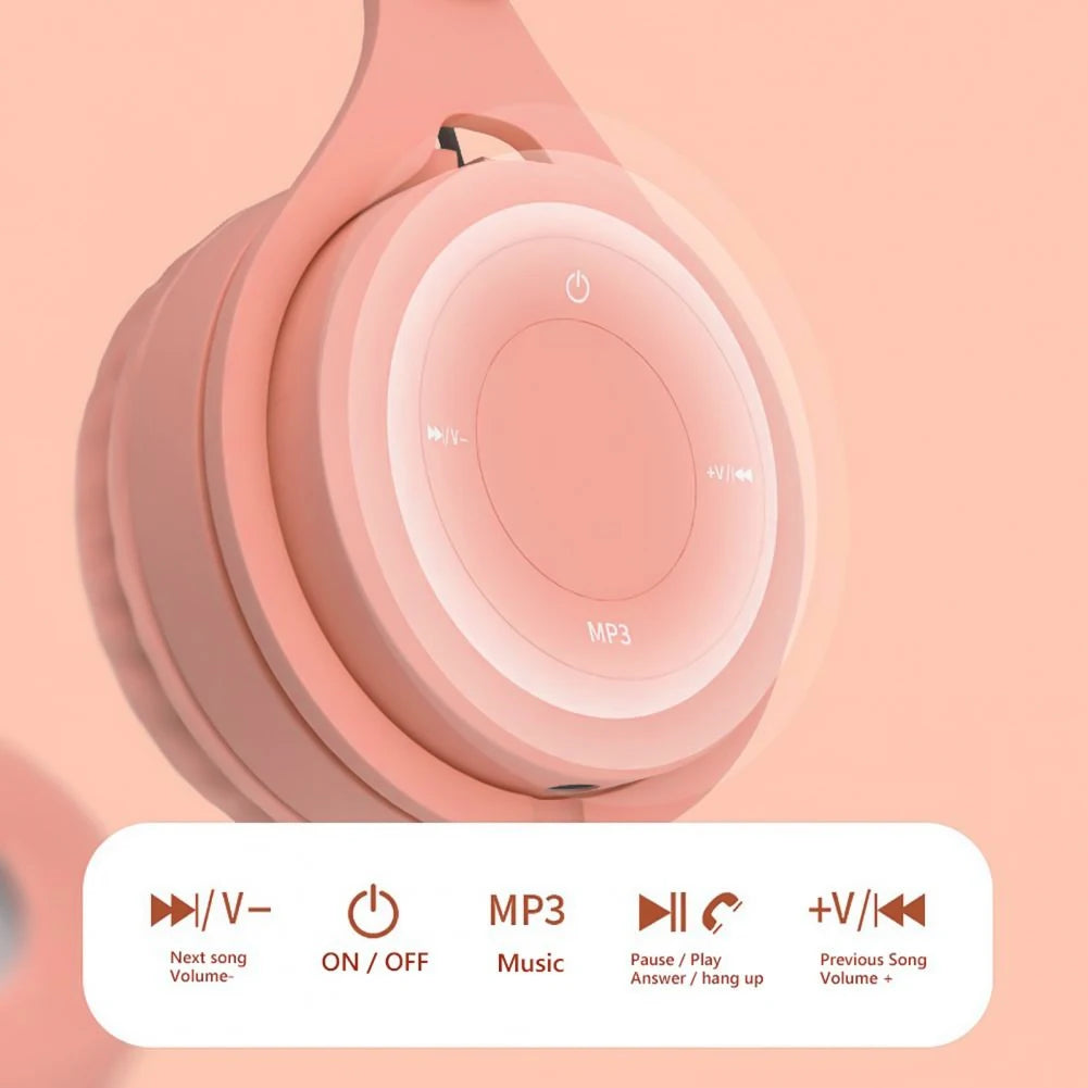 Headphones Kids Wireless Bluetooth Earphones Stereo Foldable Helmets Gaming Headsets Over-Ear Headphones for Android Ios