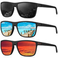 Polarized Sunglasses Men,Lightweight Mens Sunglasses Polarized UV Protection Driving Fishing Golf (Black/Ice Blue/Red)