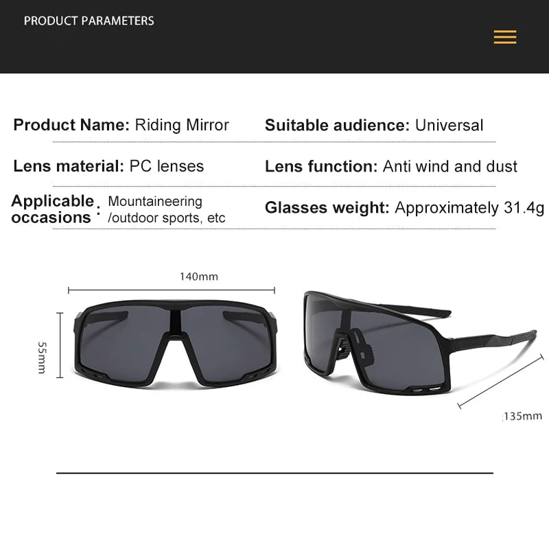 Cycling Sunglasses Outdoor Sports Large Frame Sunglasses Dazzling Reflective Mercury Sunglasses Hiking Goggles Riding Eyewear