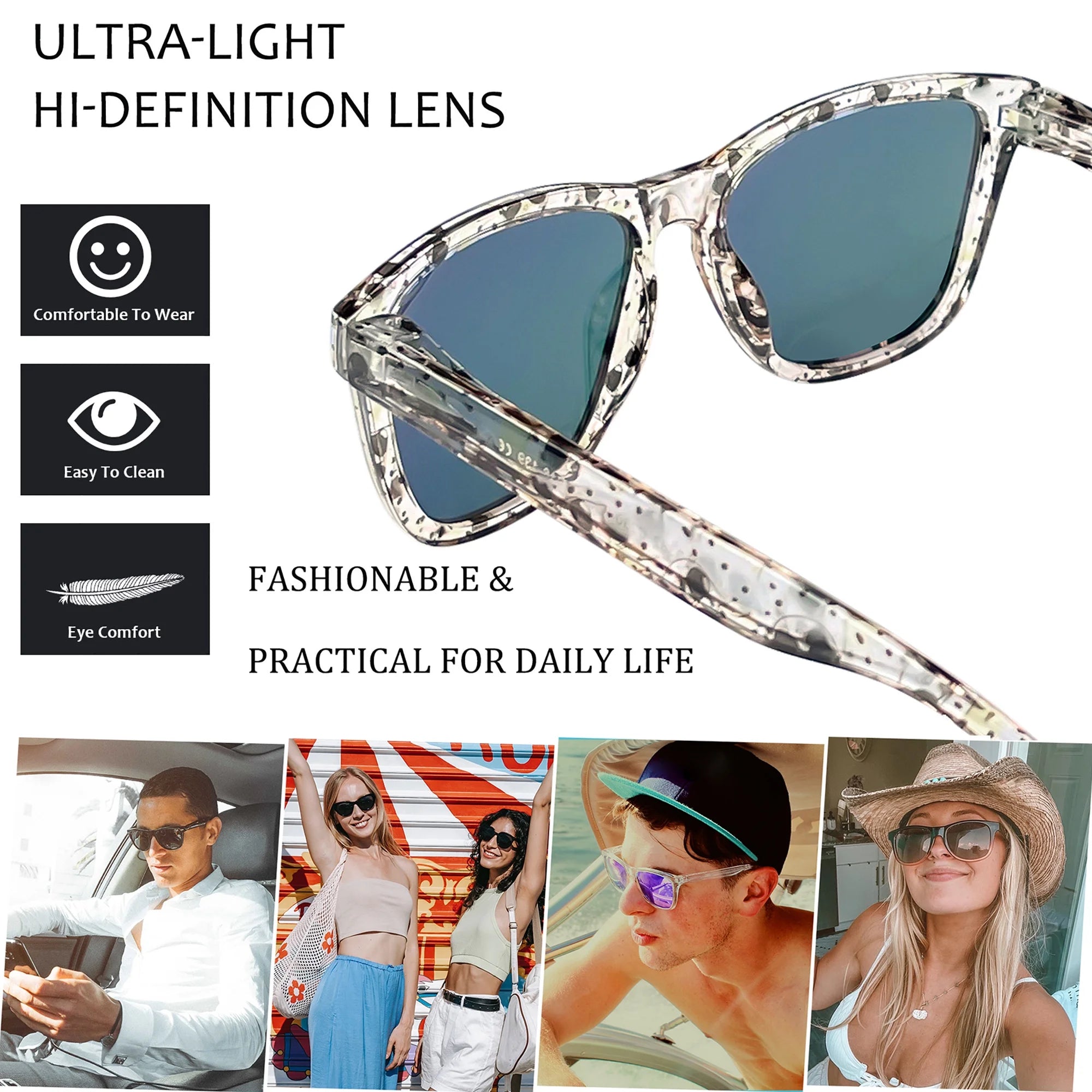 Women Polarized Sunglasses Retro Mirrored Lens for Driving Fishing (Cat Frame/Pink Lens)