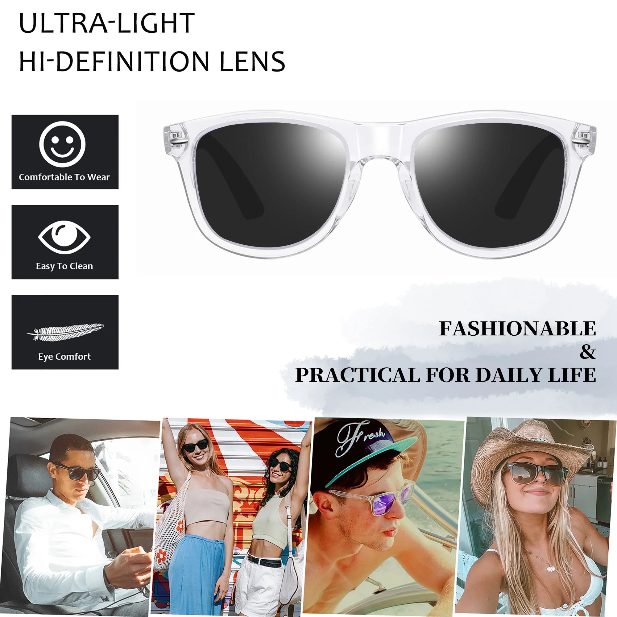 Square Sunglasses Polarized UV Protection Retro Trendy Designer Sun Glasses for Men Women