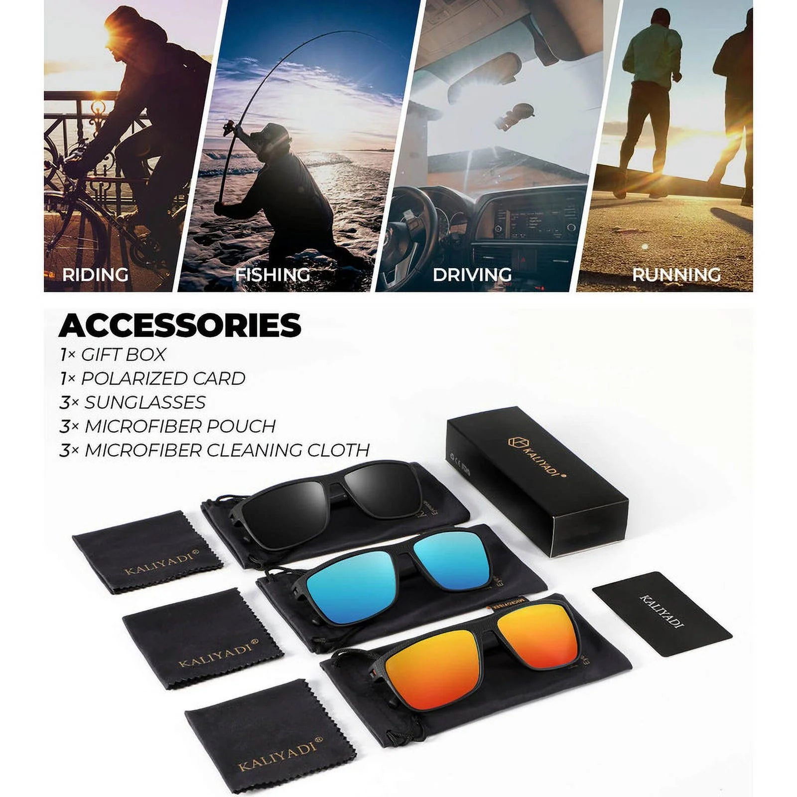 Polarized Sunglasses Men,Lightweight Mens Sunglasses Polarized UV Protection Driving Fishing Golf (Black/Ice Blue/Red)