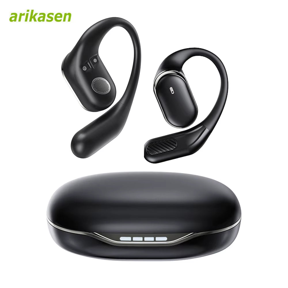 Wireless Headphones Open Ear Earbuds Bluetooth 5.4 Earphones with 60 Hrs Playtime HD Stereo Deep Bass Earhooks Headest for Sport