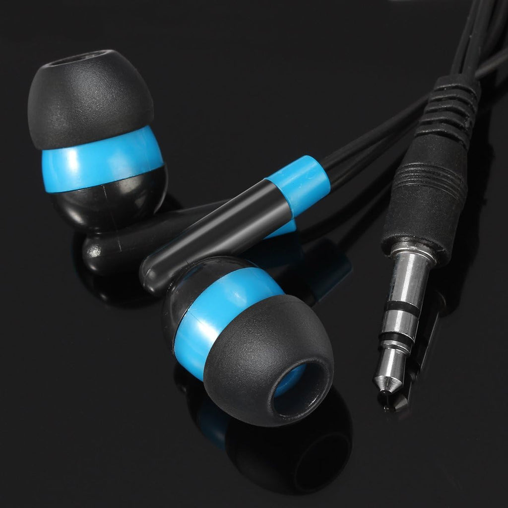 Wholesale Earphones Bulk Earbuds Headphones 100 Pack Ear Buds Classroom Bundle Packs Headphones Disposable Student Earbuds for Kids School Library (Black/Blue)
