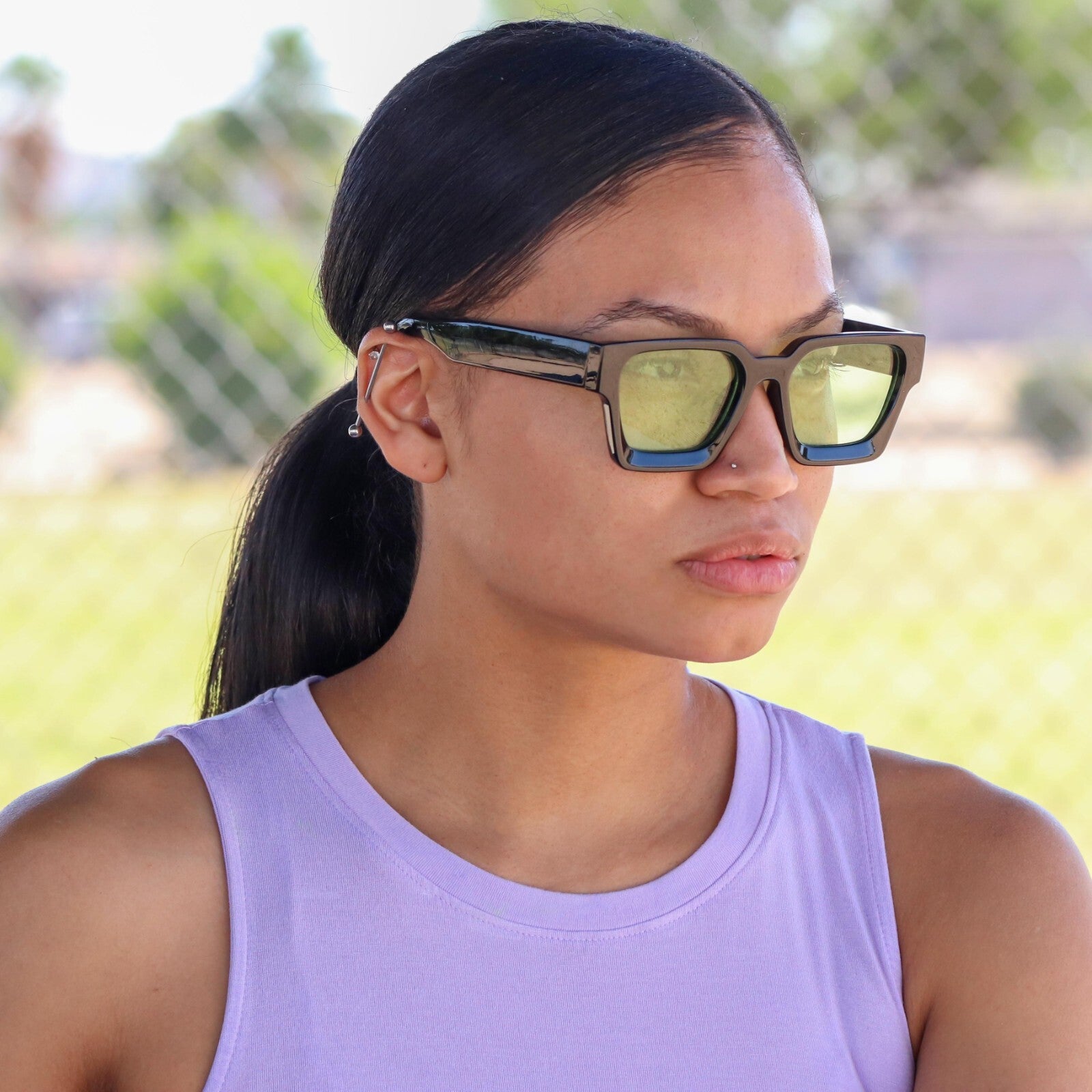 Retro Square Frame Sunglasses for Women Men Fashion Chunky Rectangle Sun Glasses