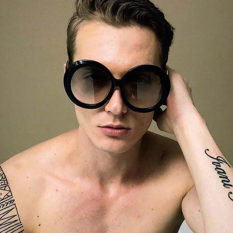European and American Fashion round Large Frame Sunglasses 2022 New Cross-Border Trendy Sunglasses Street Photography Personalized Trendy Sunglasses