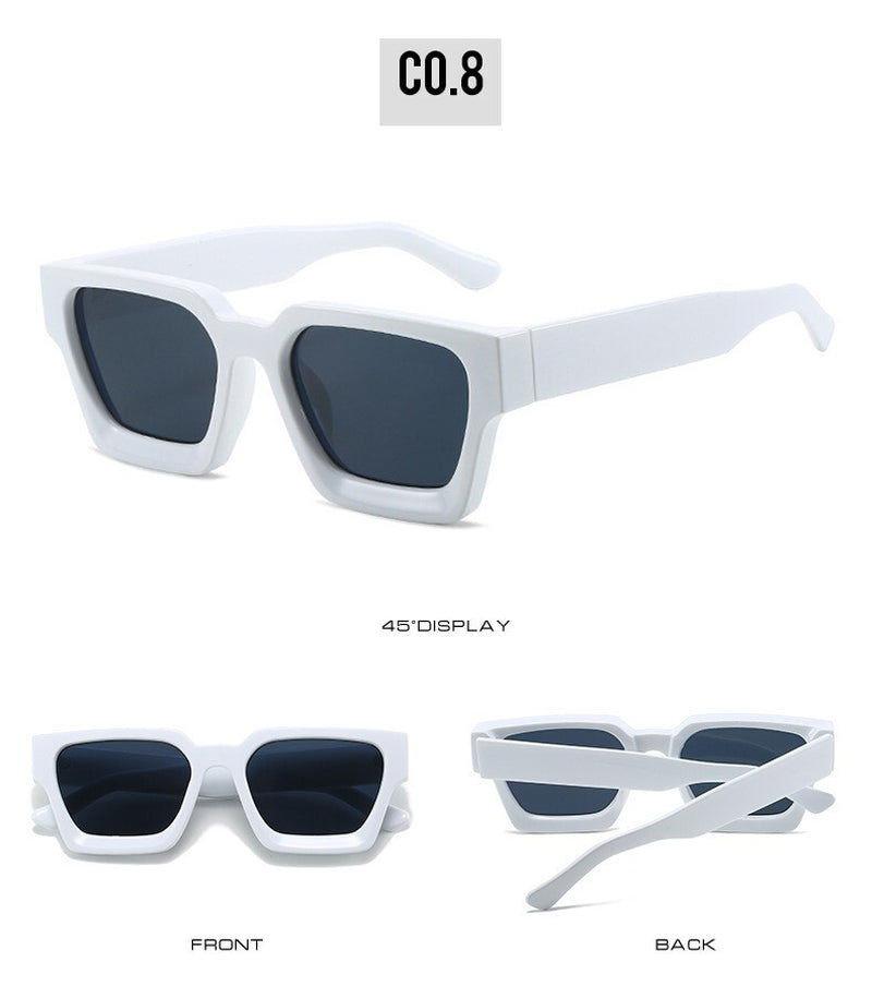 Retro Square Frame Sunglasses for Women Men Fashion Chunky Rectangle Sun Glasses