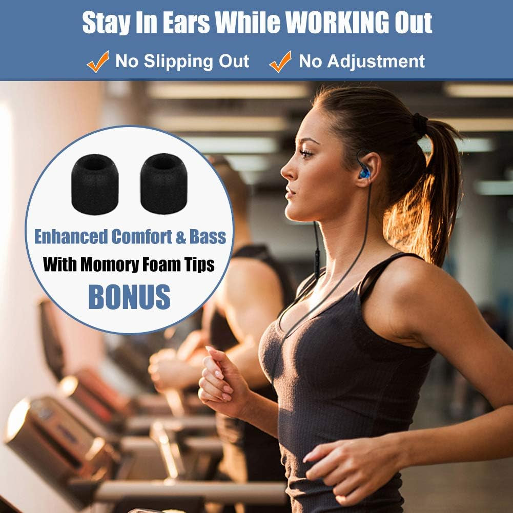 Wired over Ear Earbuds for Kids Women Small Ears, Sport In-Ear Headphones Earhook Earphones for Running Exercise Jogging, Ear Buds with Case Microphone and Volume for Cell Phones Laptops Blue