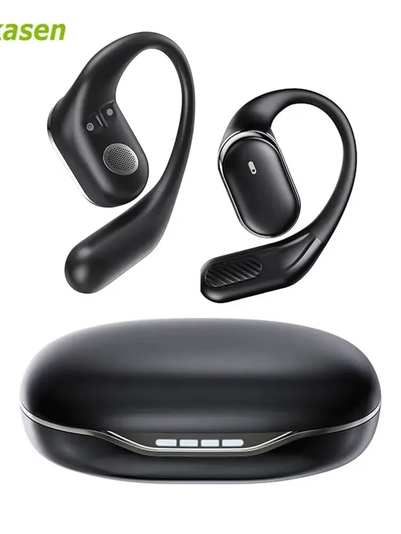Wireless Headphones Open Ear Earbuds Bluetooth 5.4 Earphones with 60 Hrs Playtime HD Stereo Deep Bass Earhooks Headest for Sport
