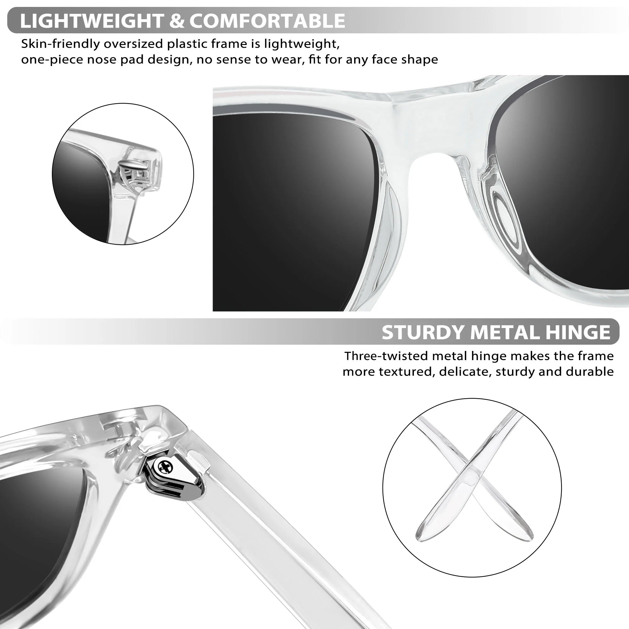 Square Sunglasses Polarized UV Protection Retro Trendy Designer Sun Glasses for Men Women